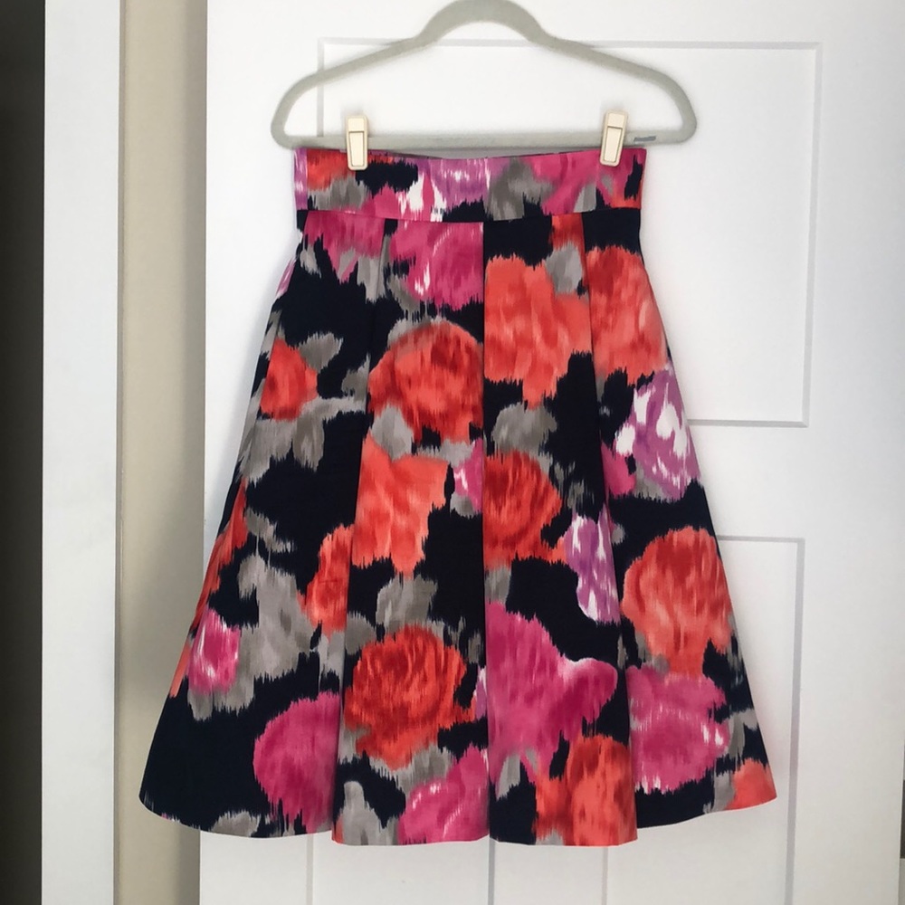 Anthropologie Box-Pleated Floral Skirt